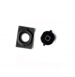 Apple iPhone 4s Home Button Black with Rubber Gasket Holder