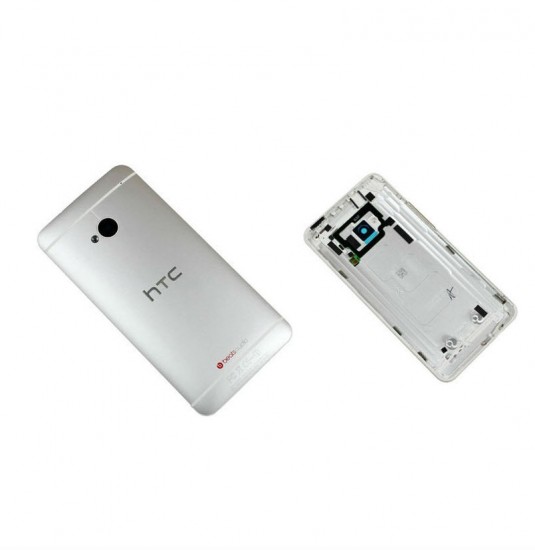 HTC One M7 Back Rear Housing Replacement Frame with Camera Lens Silver